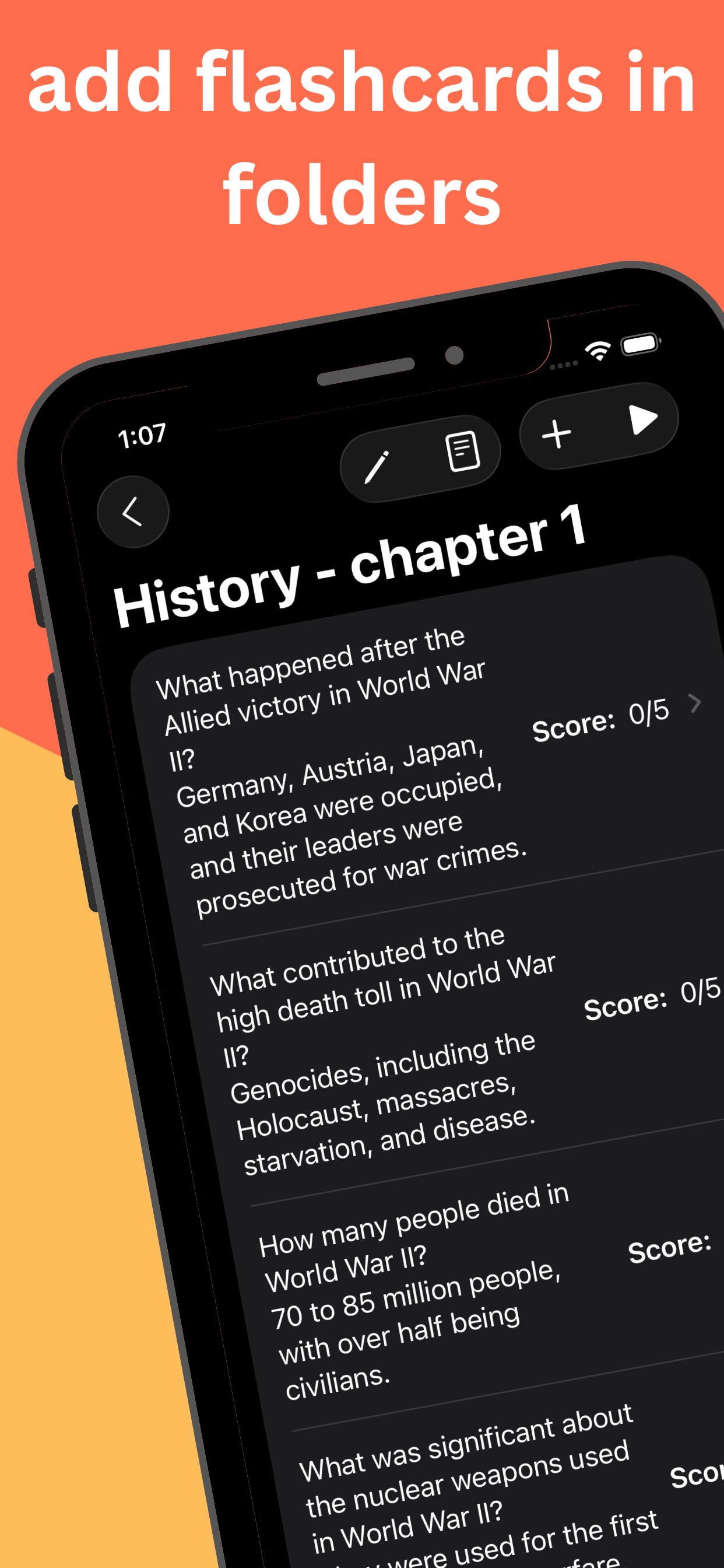 add flashcards in folders