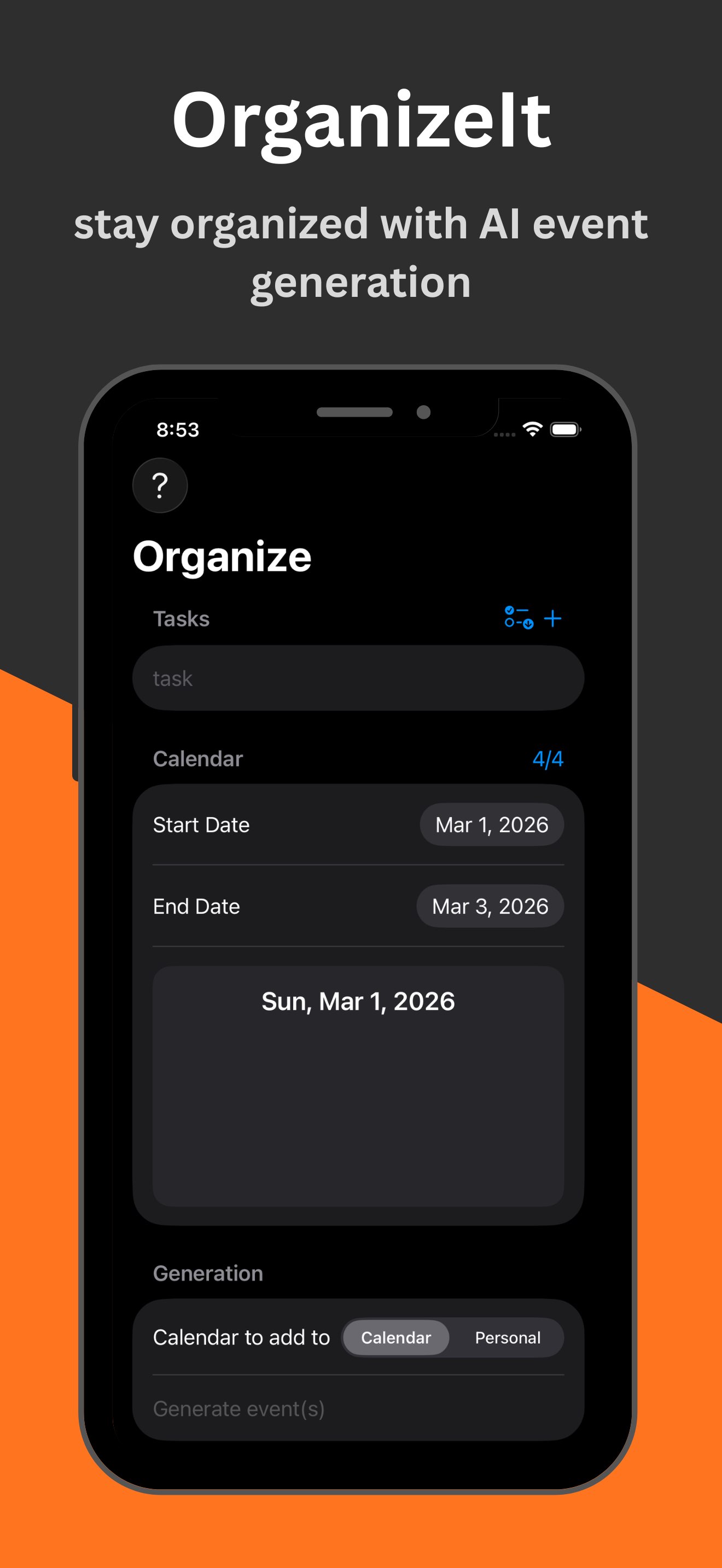 stay organized with AI event generation
