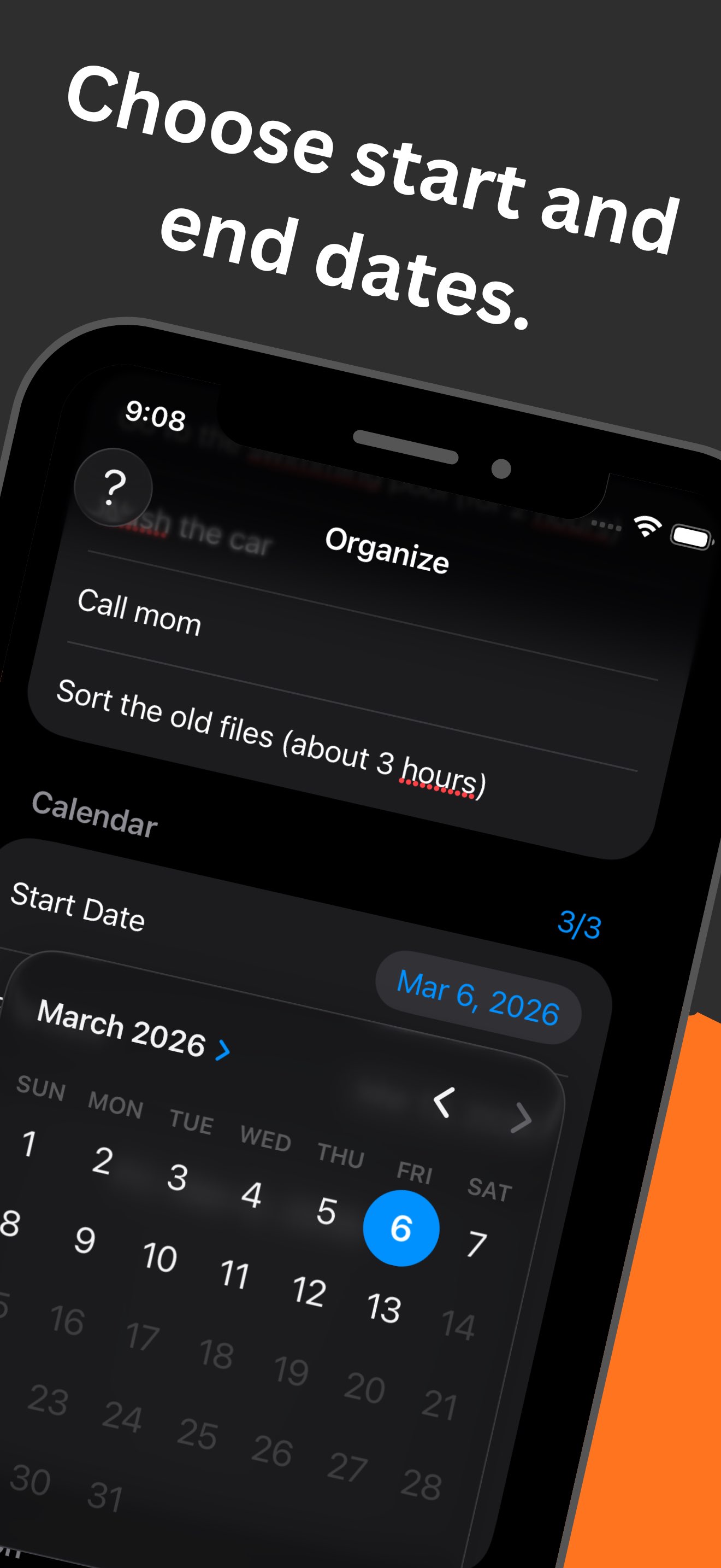 choose start and end dates